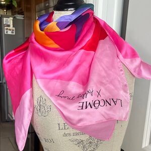 EUC Lancome Paris X Ashley Mary multicolor pink 34" x 34" scarf
